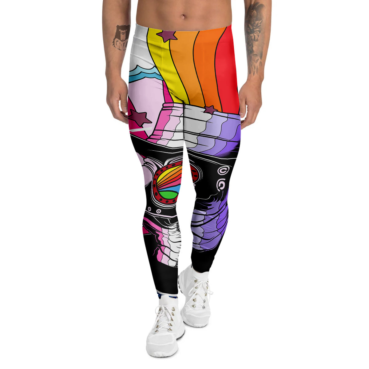 Hippie Plague Doctor Colorful Print Men's Leggings-grizzshop