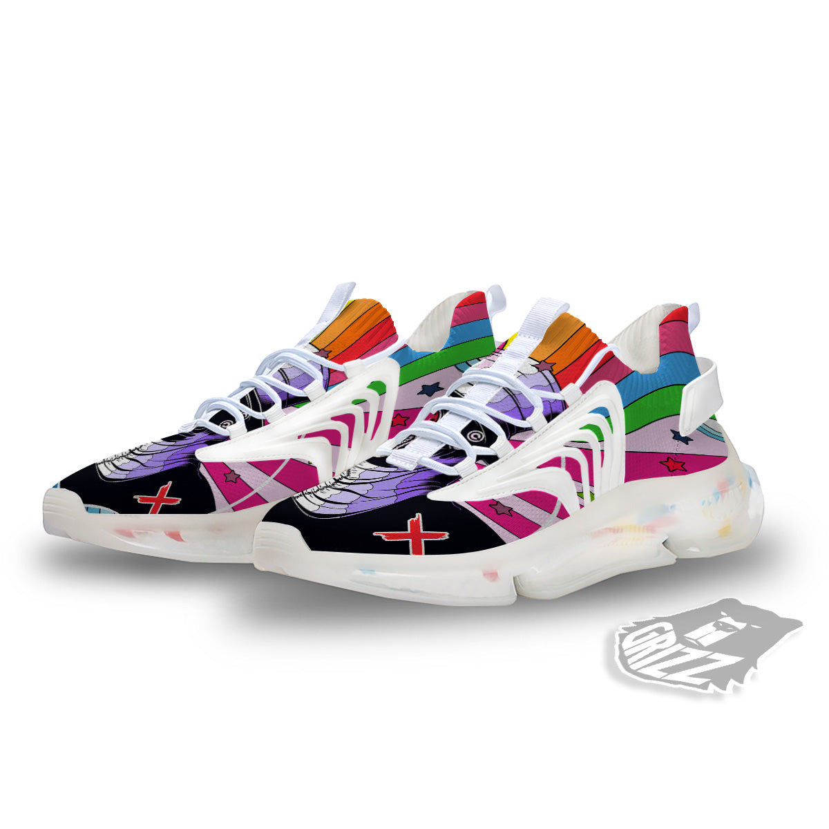 Hippie Plague Doctor Colorful Print White Gym Shoes-grizzshop