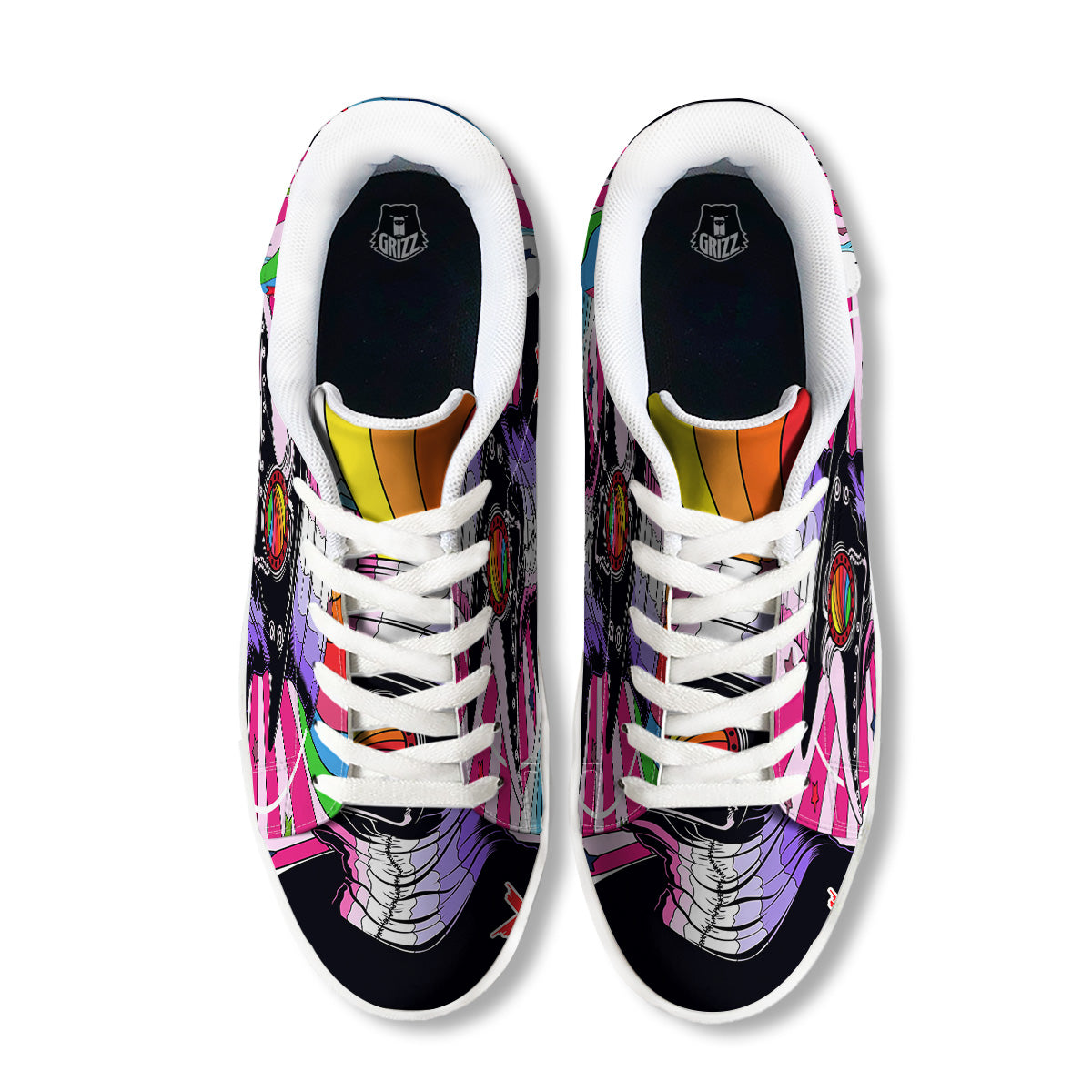 Hippie Plague Doctor Colorful Print White Low Top Sneakers-grizzshop
