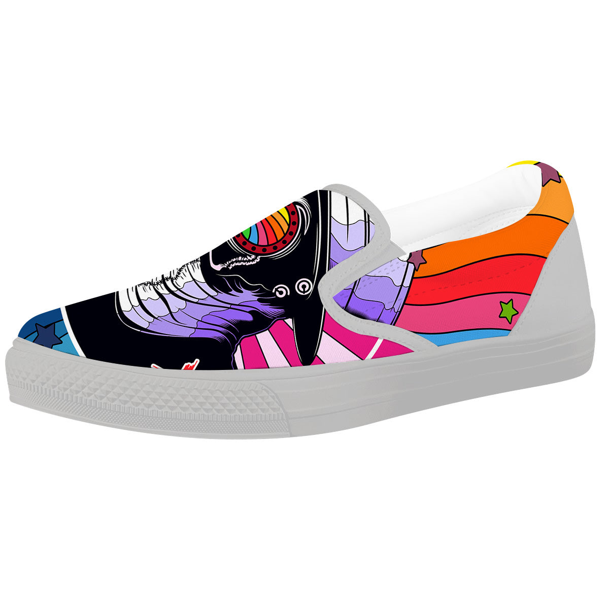 Hippie Plague Doctor Colorful Print White Slip On Shoes-grizzshop