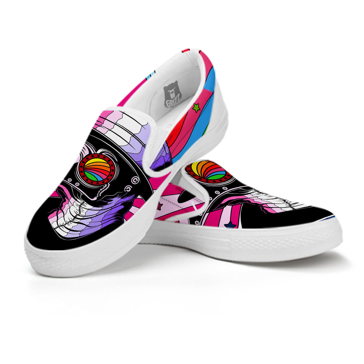 Hippie Plague Doctor Colorful Print White Slip On Shoes-grizzshop
