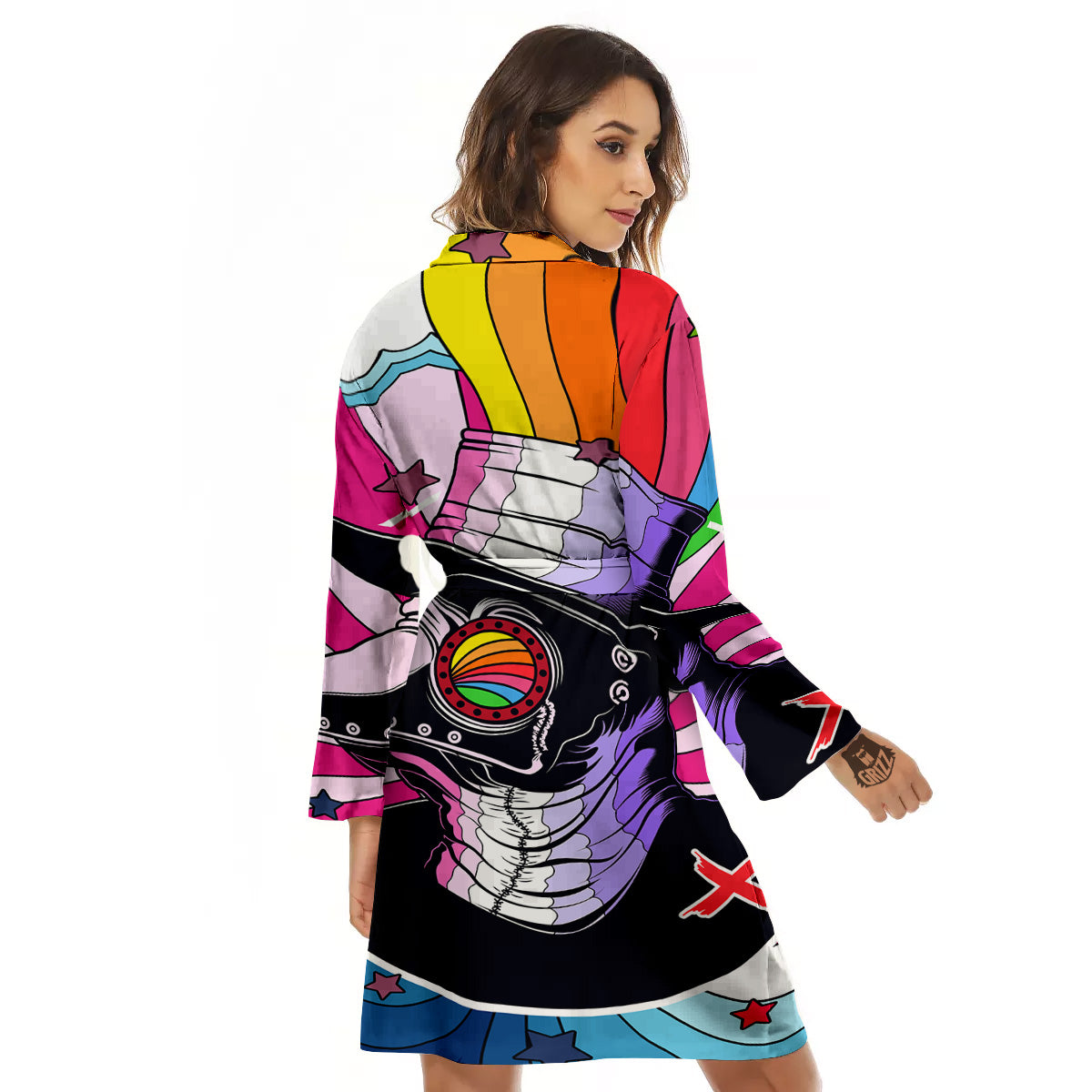 Hippie Plague Doctor Colorful Print Women's Robe-grizzshop