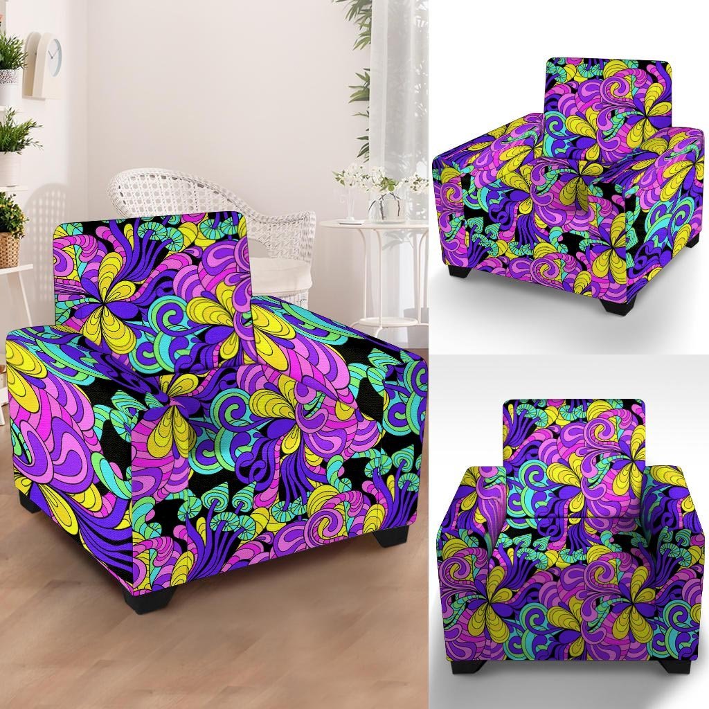 Hippie Psychedelic Mushroom Armchair Cover-grizzshop