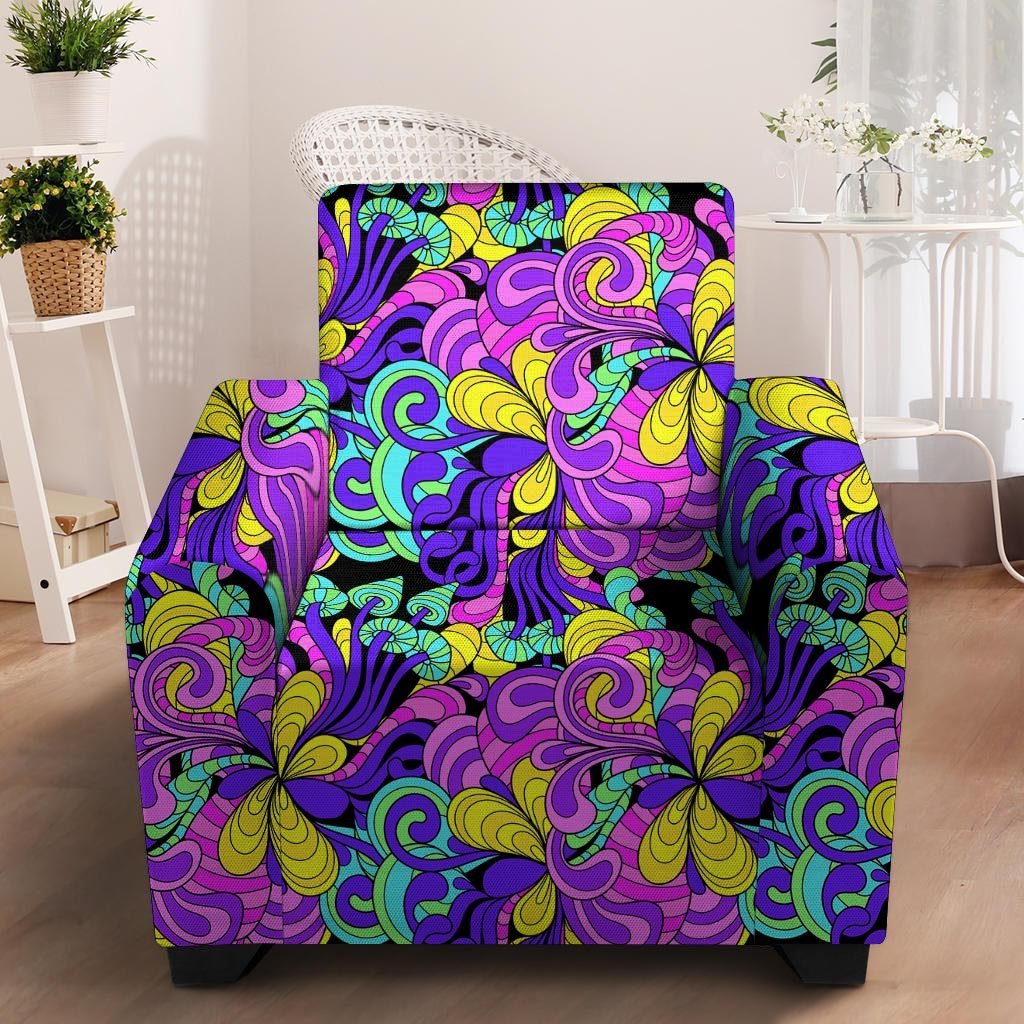 Hippie Psychedelic Mushroom Armchair Cover-grizzshop