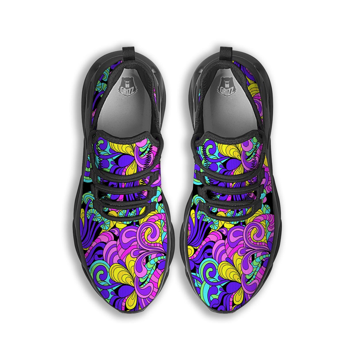 Hippie Psychedelic Mushroom Black Running Shoes-grizzshop