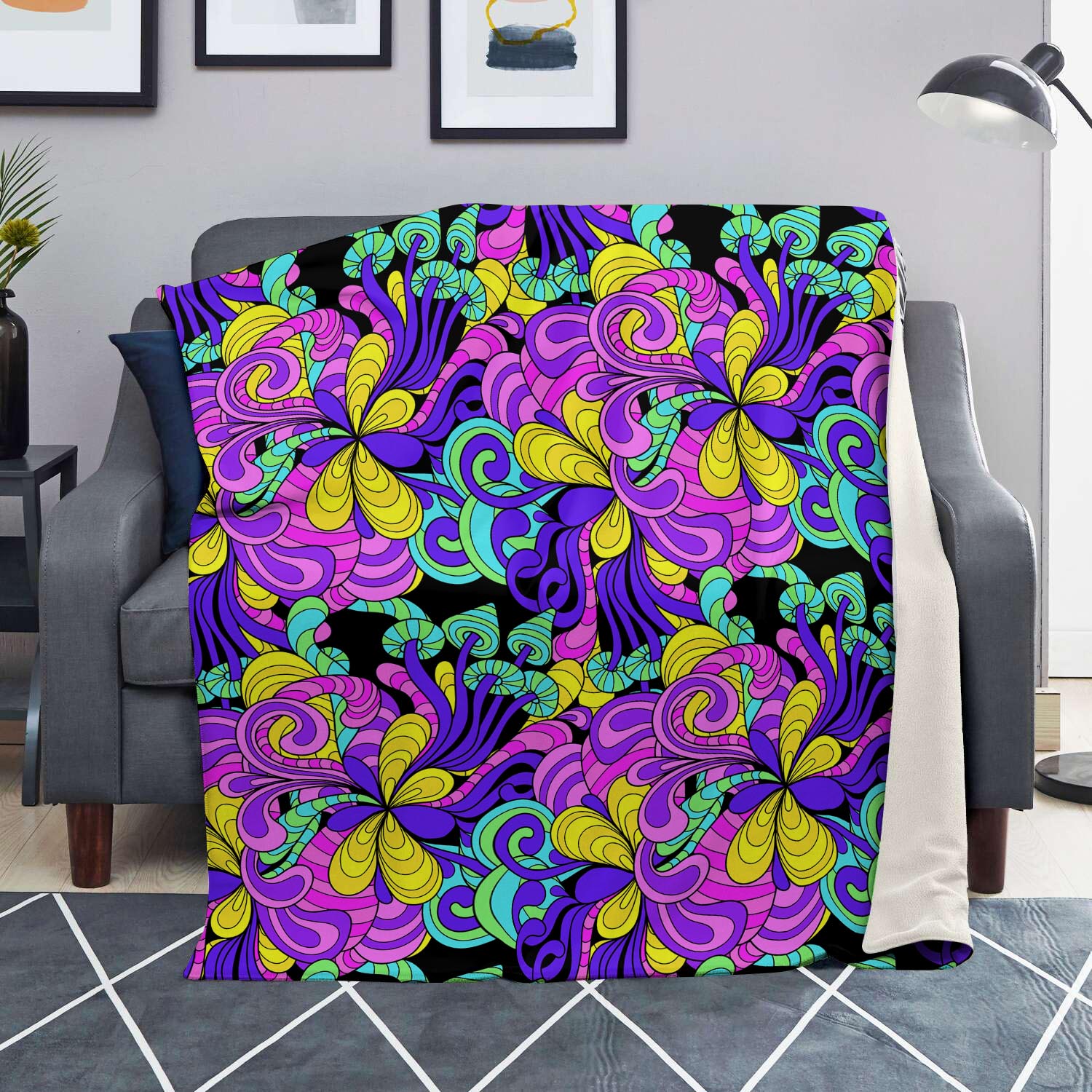 Hippie Psychedelic Mushroom Blanket-grizzshop