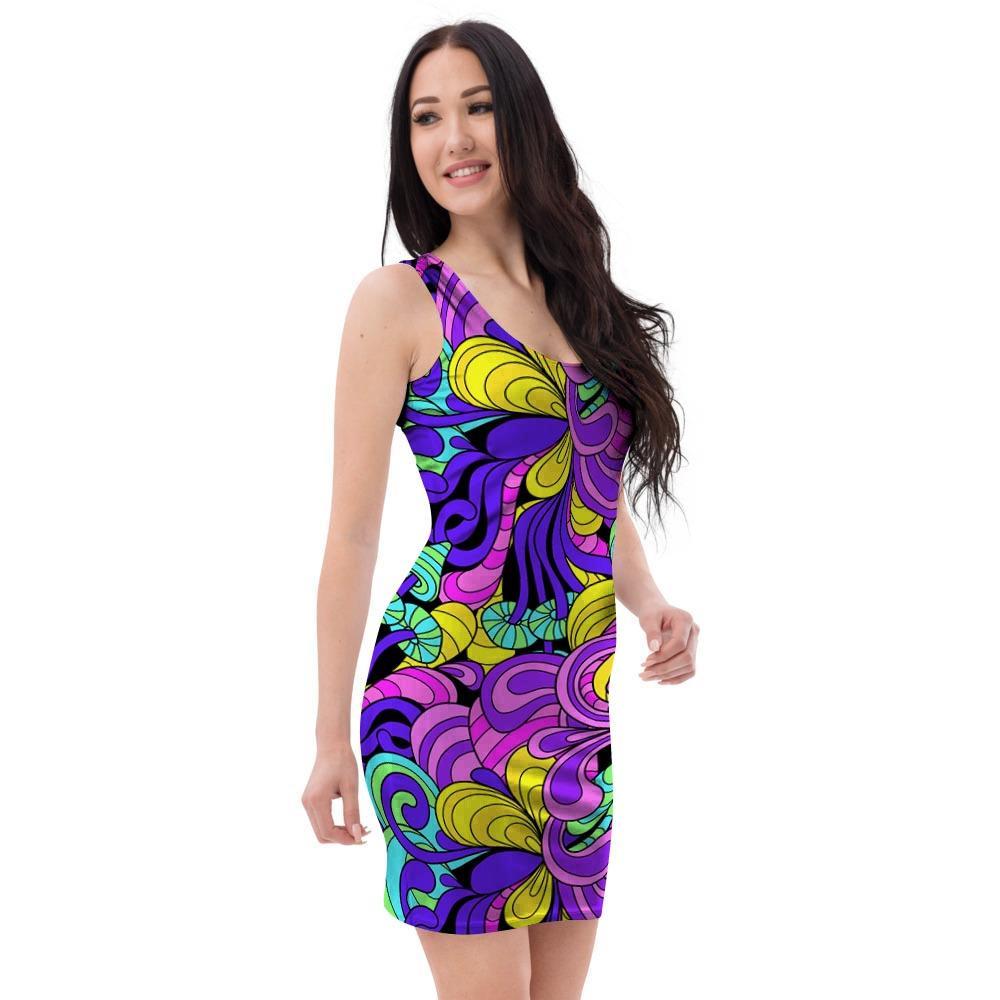 Hippie Psychedelic Mushroom Bodycon Dress-grizzshop