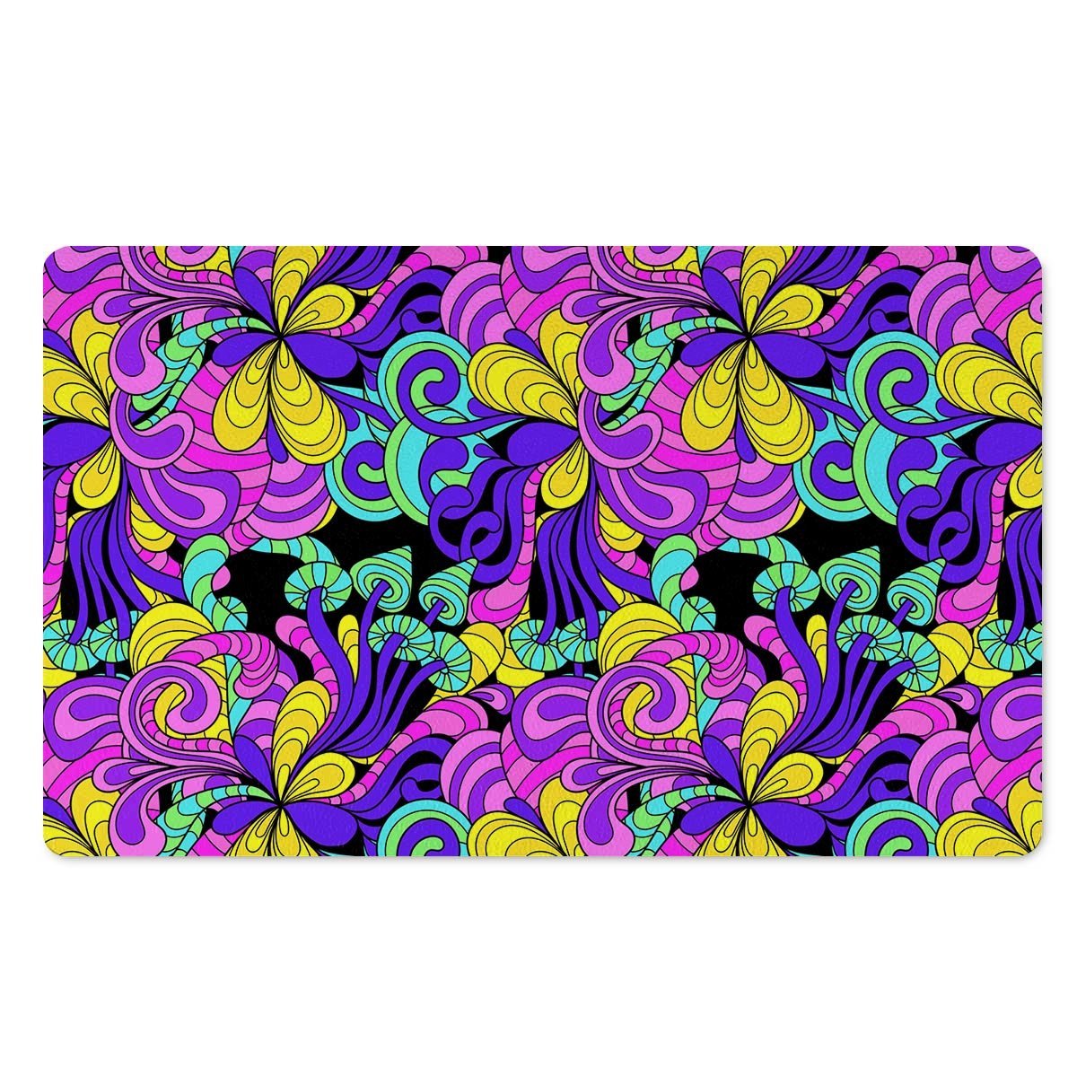 Hippie Psychedelic Mushroom Door Mat-grizzshop