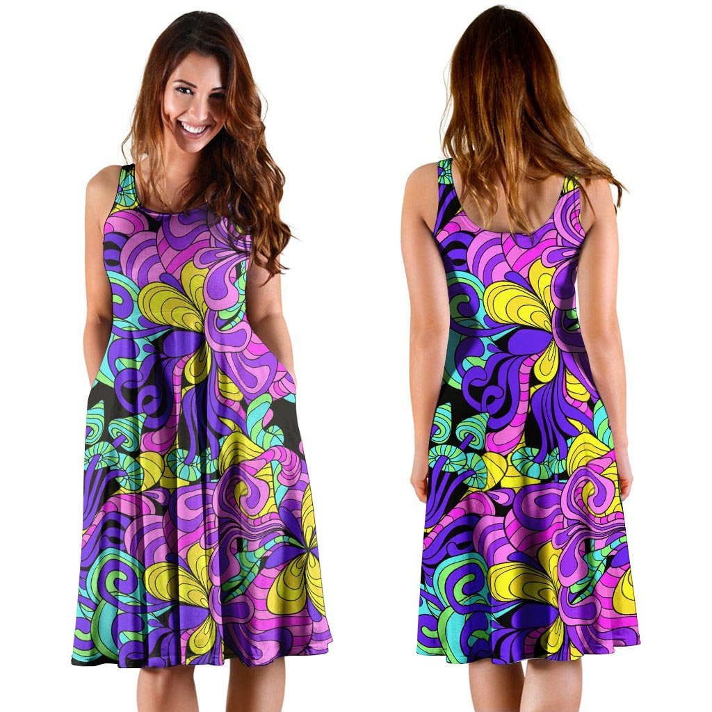 Hippie Psychedelic Mushroom Dress-grizzshop