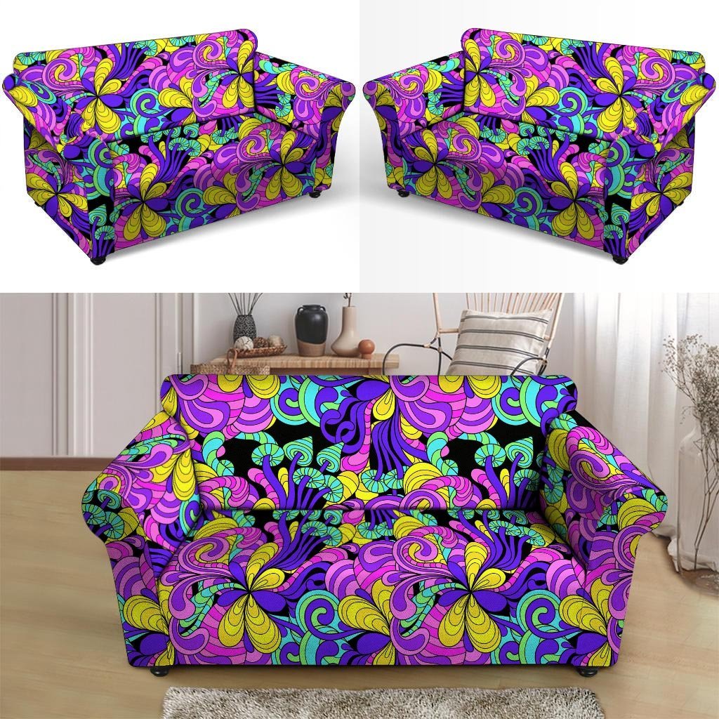 Hippie Psychedelic Mushroom Loveseat Cover-grizzshop