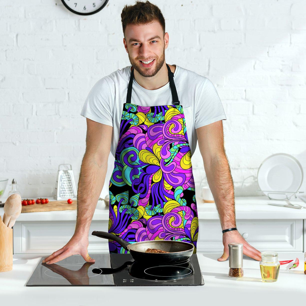 Hippie Psychedelic Mushroom Men's Apron-grizzshop