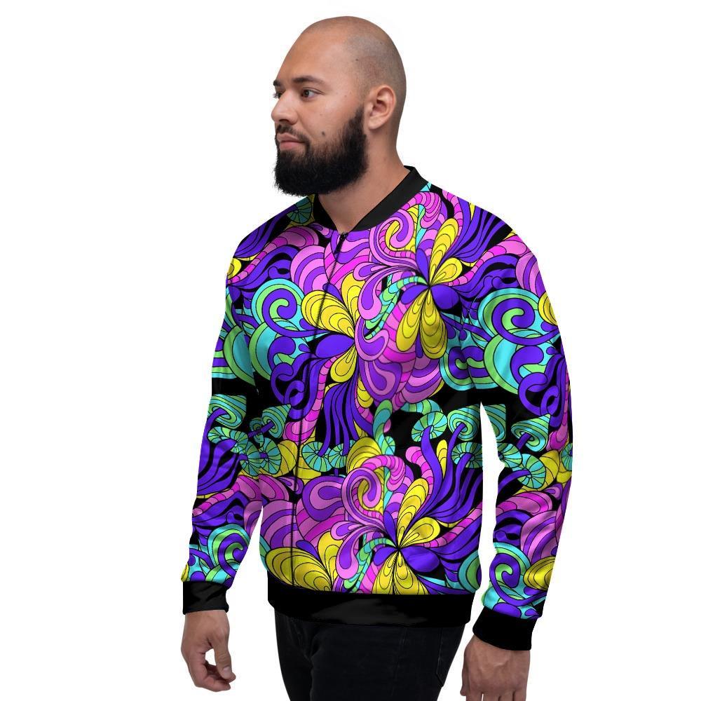 Hippie Psychedelic Mushroom Men's Bomber Jacket-grizzshop