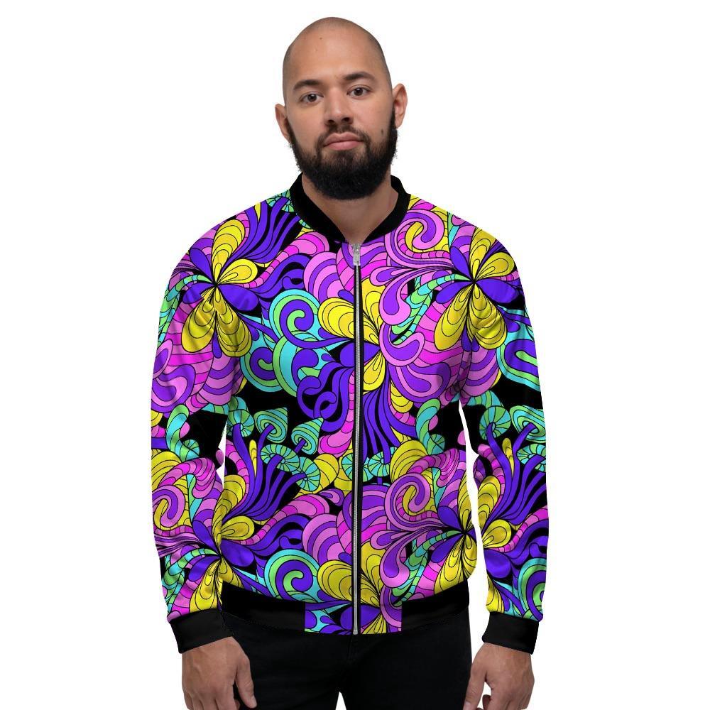 Hippie Psychedelic Mushroom Men's Bomber Jacket-grizzshop