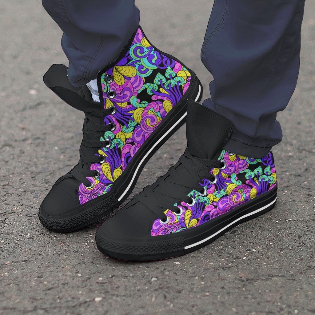 Hippie Psychedelic Mushroom Men's High Top Shoes-grizzshop