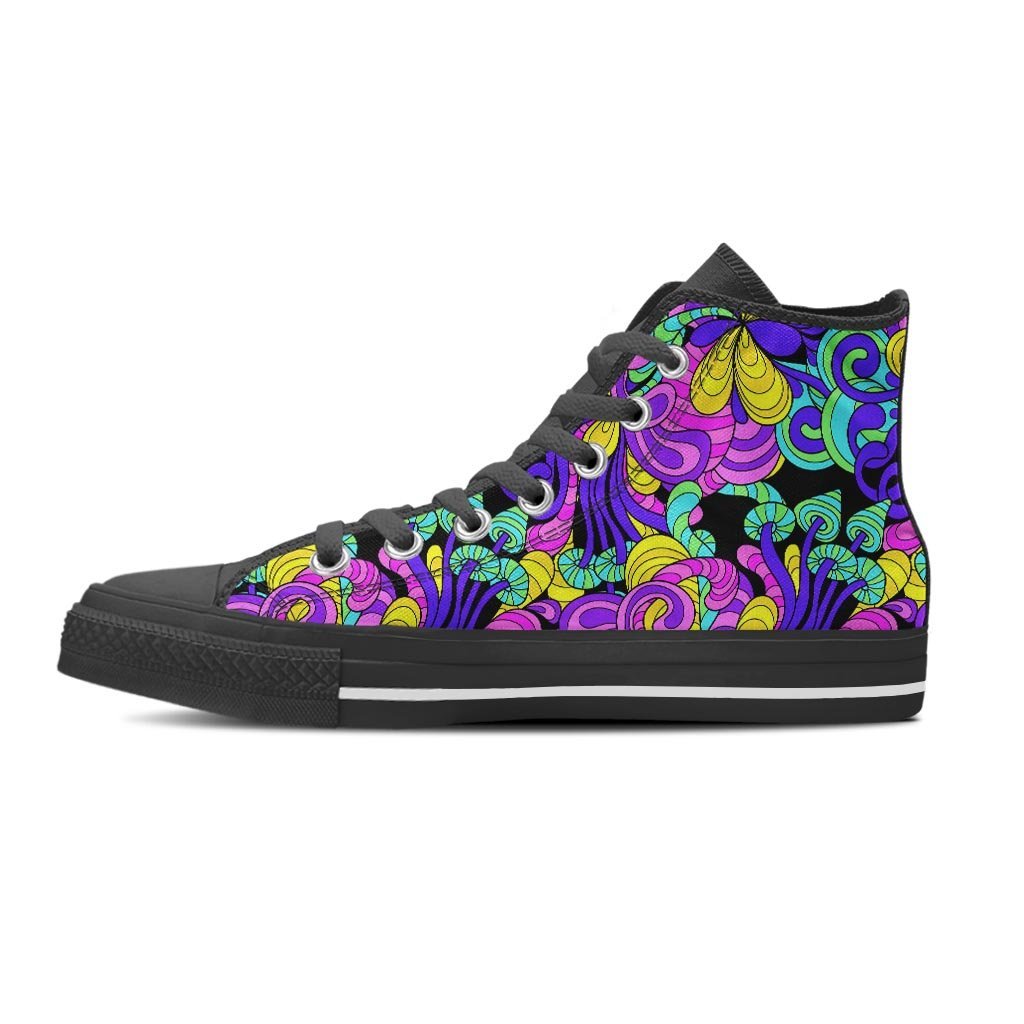 Hippie Psychedelic Mushroom Men's High Top Shoes-grizzshop