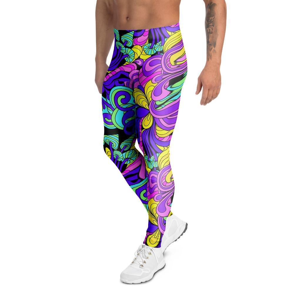 Hippie Psychedelic Mushroom Men's Leggings-grizzshop