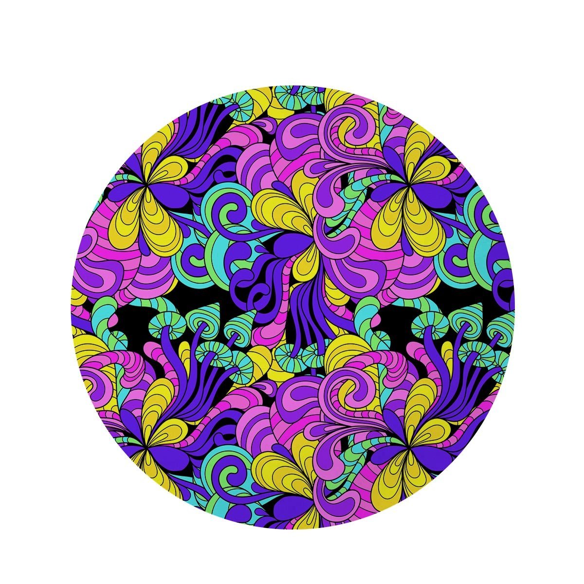 Hippie Psychedelic Mushroom Round Rug-grizzshop