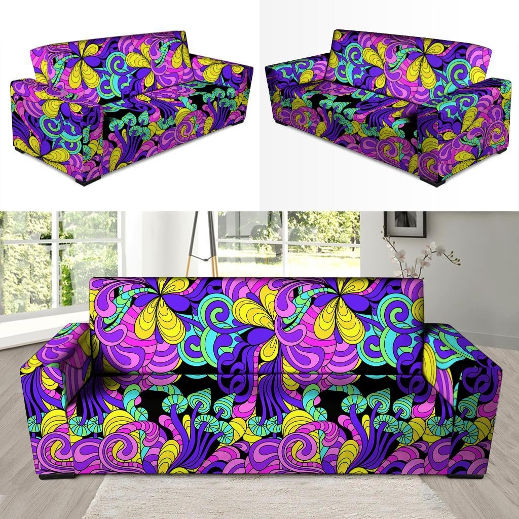 Hippie Psychedelic Mushroom Sofa Cover-grizzshop