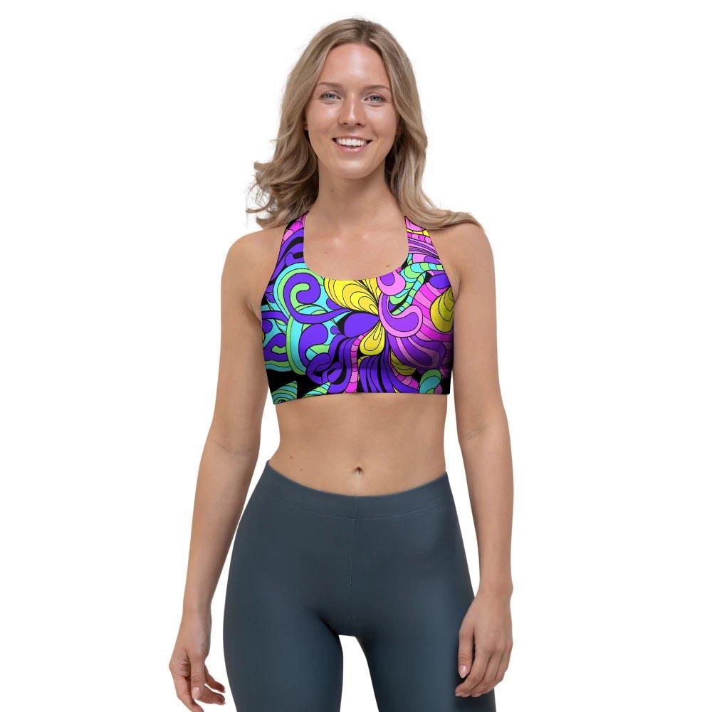 Hippie Psychedelic Mushroom Sports Bra-grizzshop