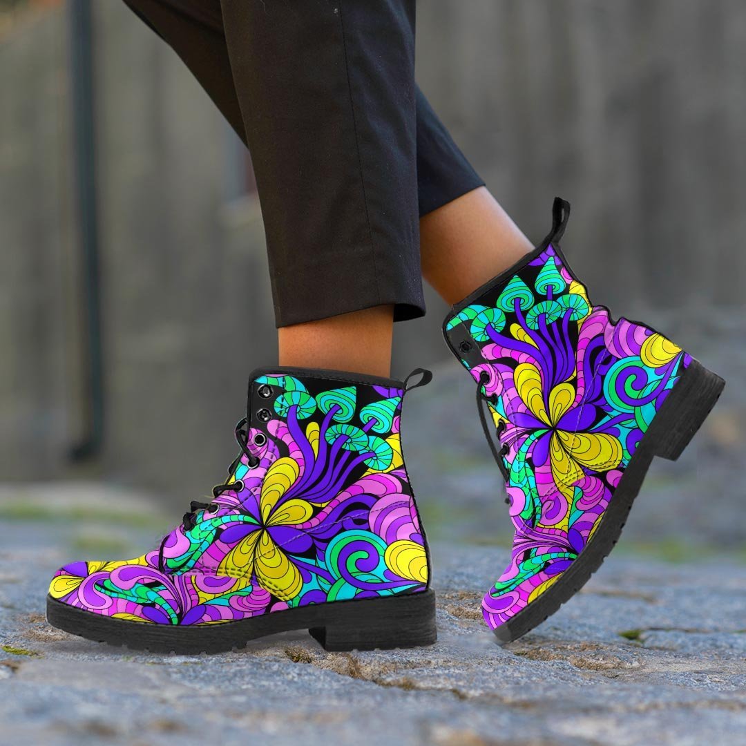 Hippie Psychedelic Mushroom Women's Boots-grizzshop