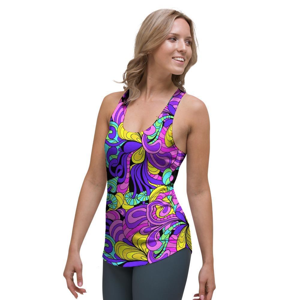 Hippie Psychedelic Mushroom Women's Racerback Tank Top-grizzshop