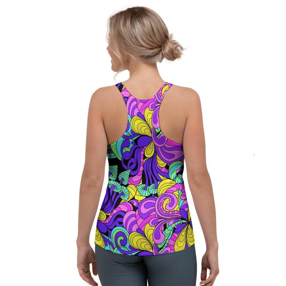 Hippie Psychedelic Mushroom Women's Racerback Tank Top-grizzshop