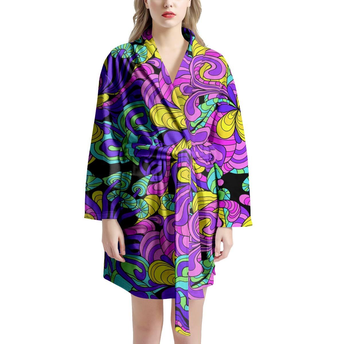 Hippie Psychedelic Mushroom Women's Robe-grizzshop