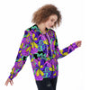 Hippie Psychedelic Mushroom Women's Zip Up Hoodie-grizzshop