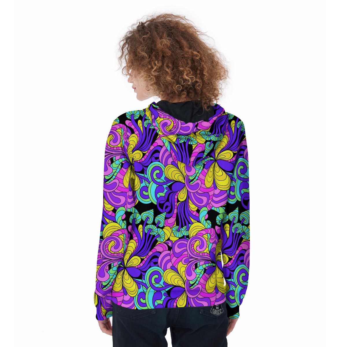 Hippie Psychedelic Mushroom Women's Zip Up Hoodie-grizzshop