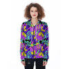 Hippie Psychedelic Mushroom Women's Zip Up Hoodie-grizzshop