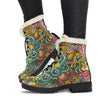 Hippie Psychedelic Van Peace Sign Pattern Print Comfy Winter Boots-grizzshop