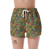 Hippie Psychedelic Van Peace Sign Pattern Print Women's Shorts-grizzshop