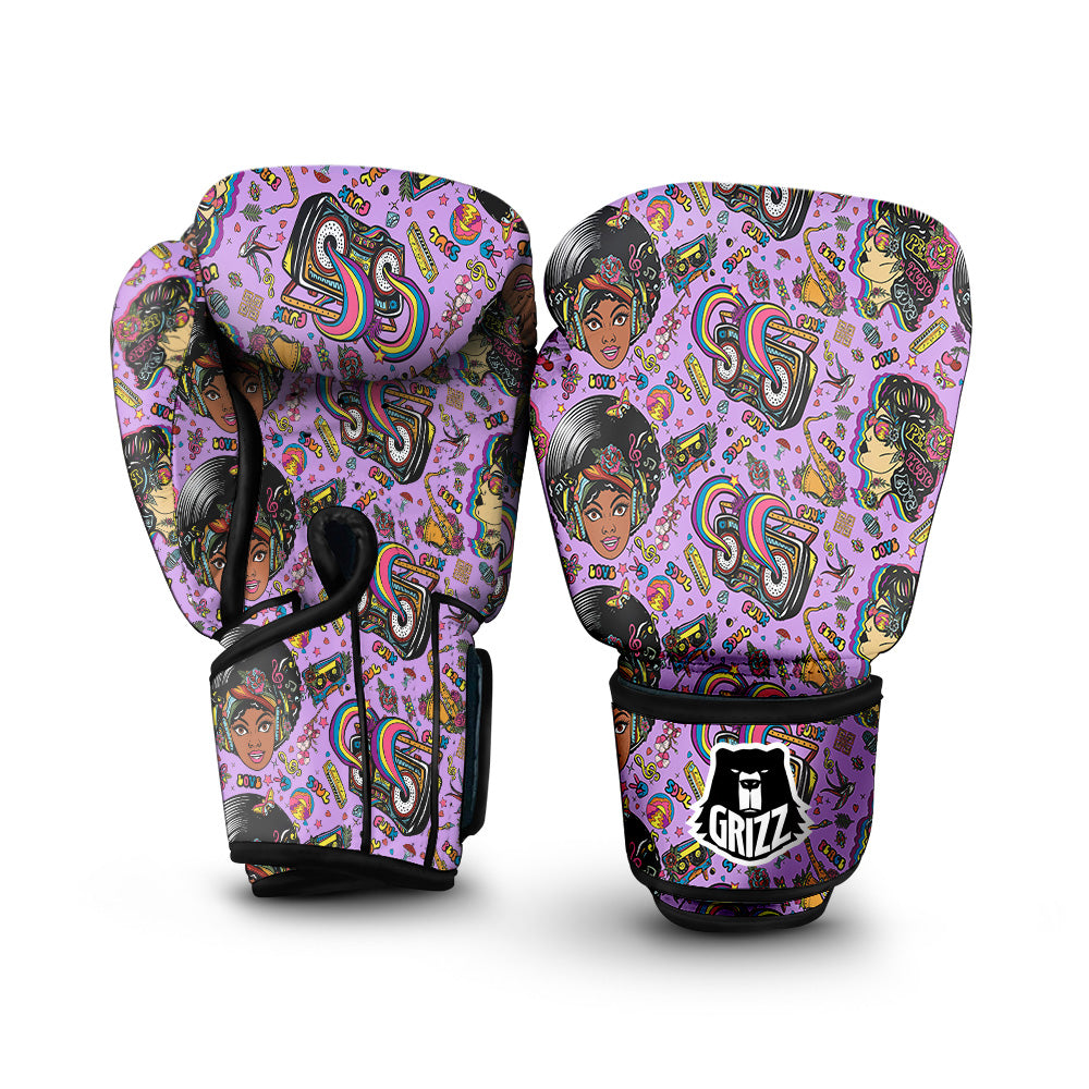 Hippie Retro Funky Women Print Pattern Boxing Gloves-grizzshop