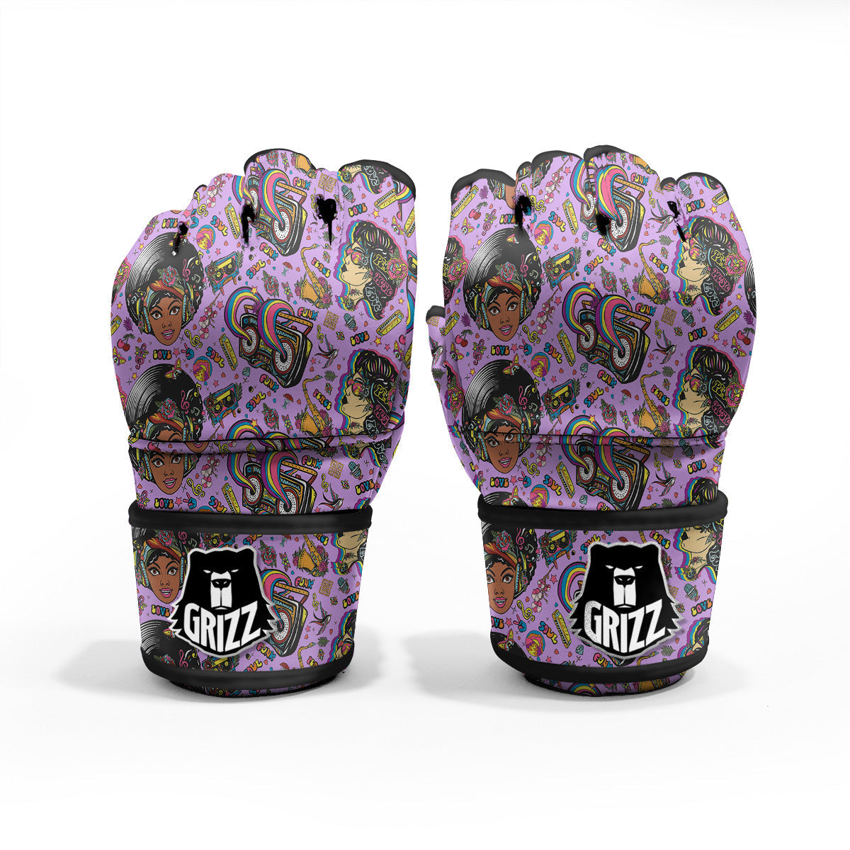 Hippie Retro Funky Women Print Pattern MMA Gloves-grizzshop