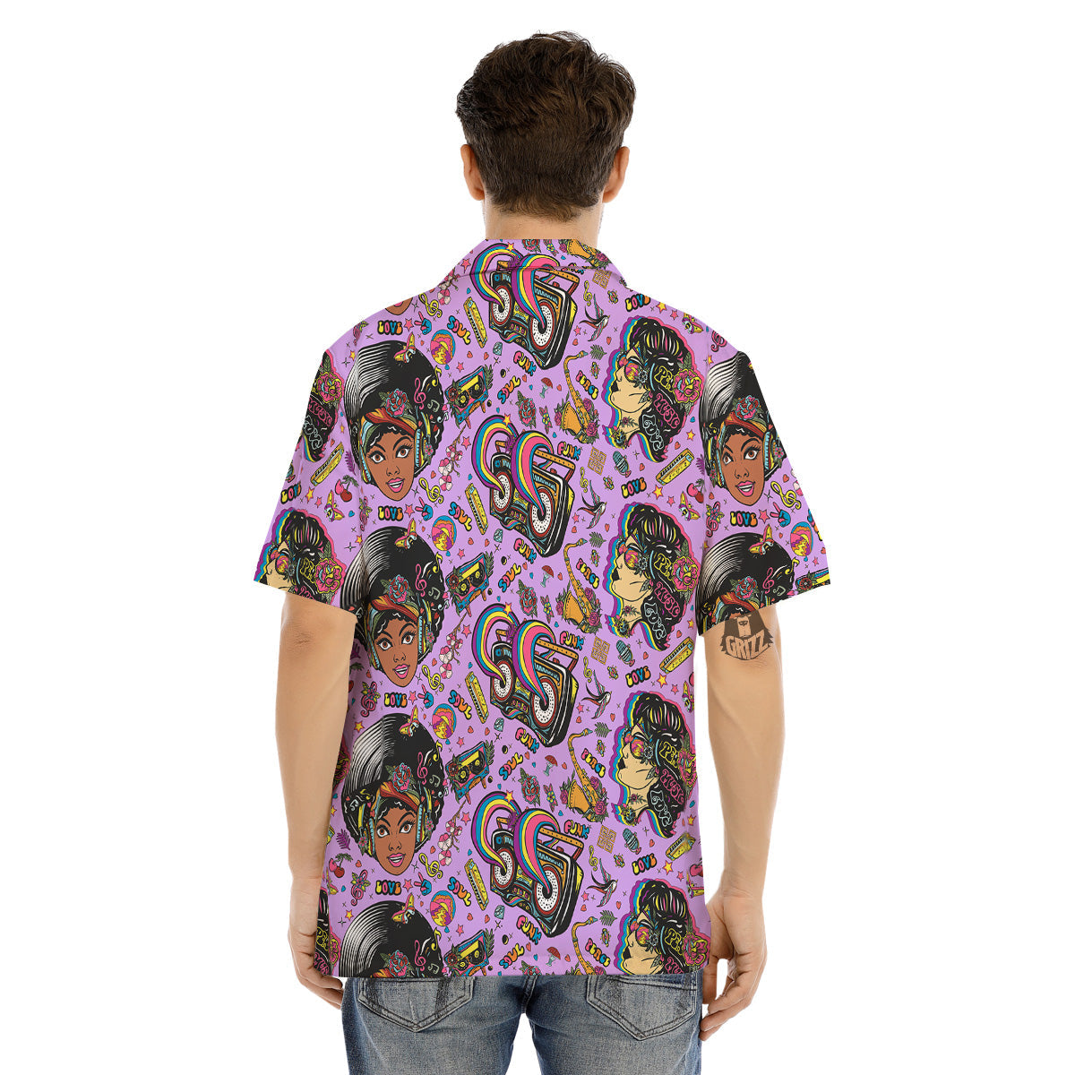 Hippie Retro Funky Women Print Pattern Men's Hawaiian Shirt-grizzshop