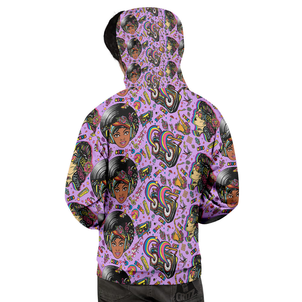 Hippie Retro Funky Women Print Pattern Men's Hoodie-grizzshop