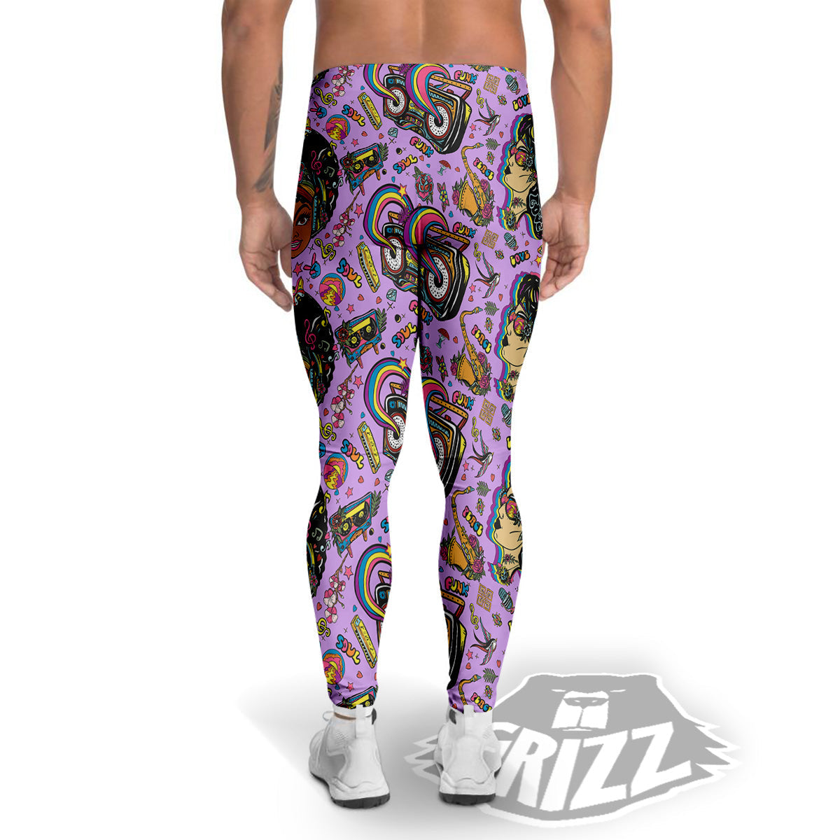 Hippie Retro Funky Women Print Pattern Men's Leggings-grizzshop