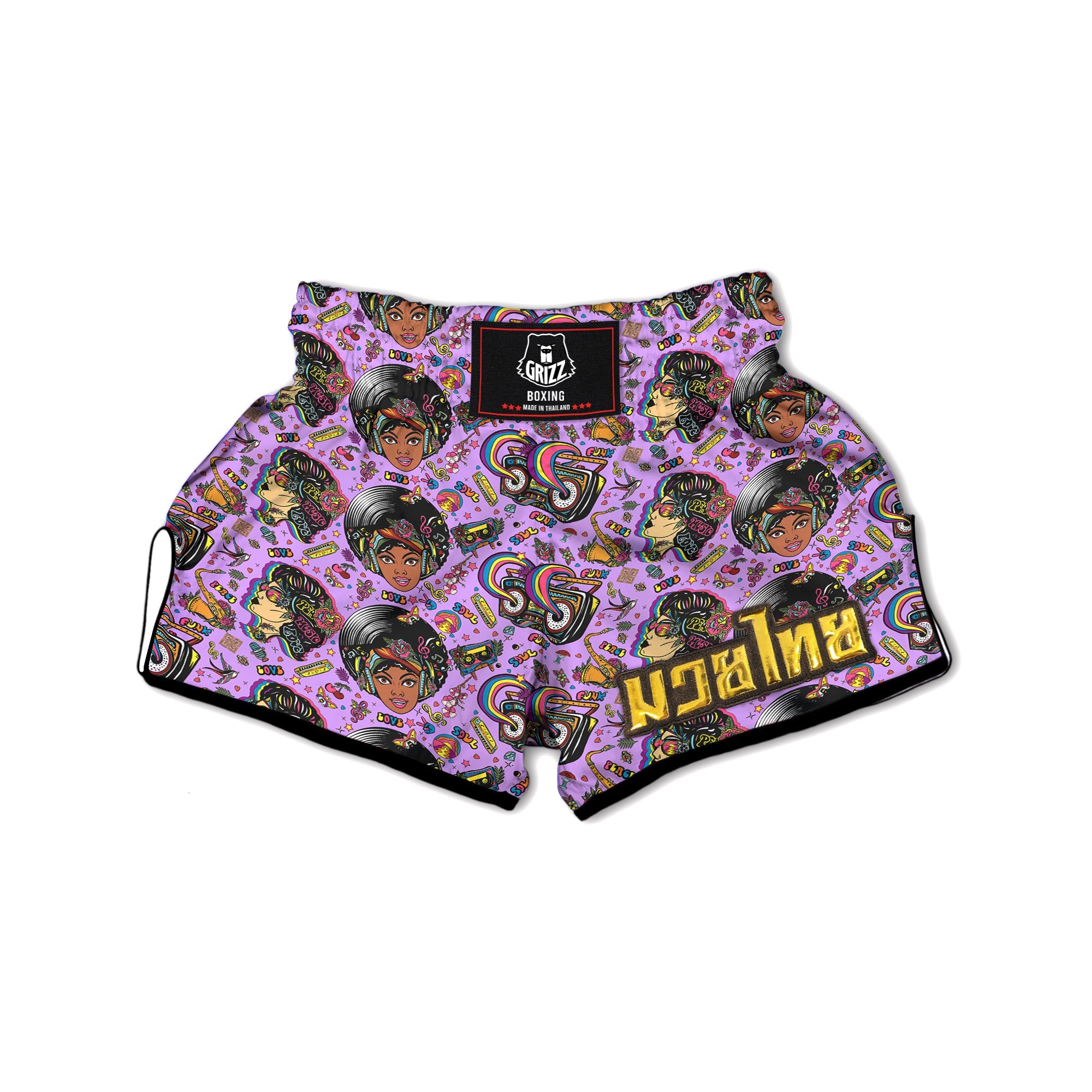 Hippie Retro Funky Women Print Pattern Muay Thai Boxing Shorts-grizzshop
