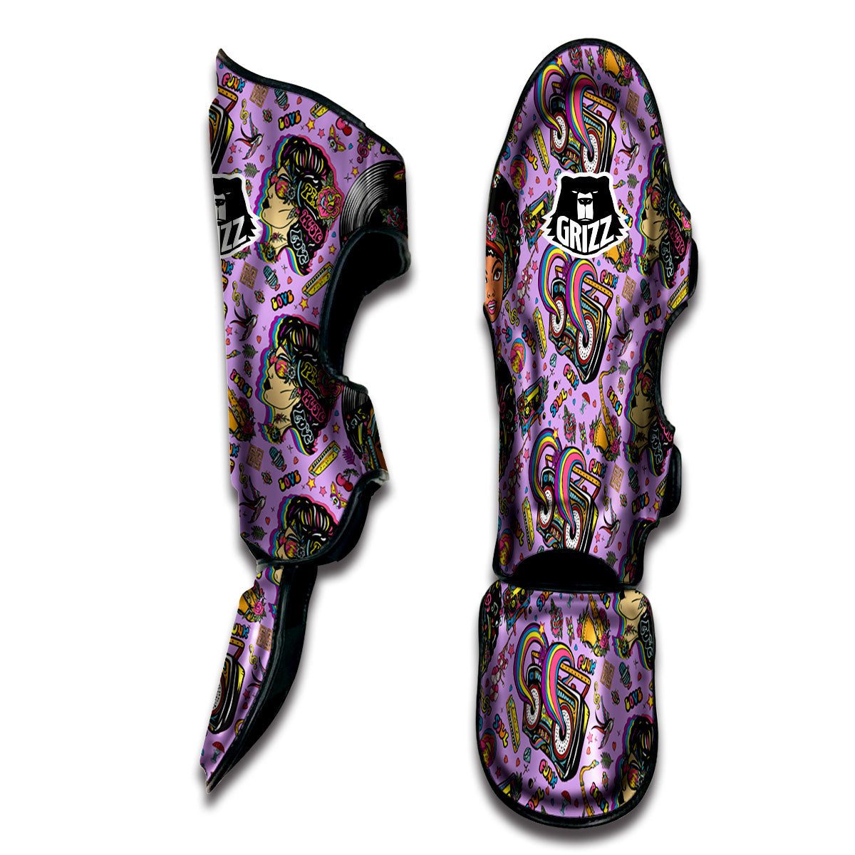 Hippie Retro Funky Women Print Pattern Muay Thai Shin Guards-grizzshop