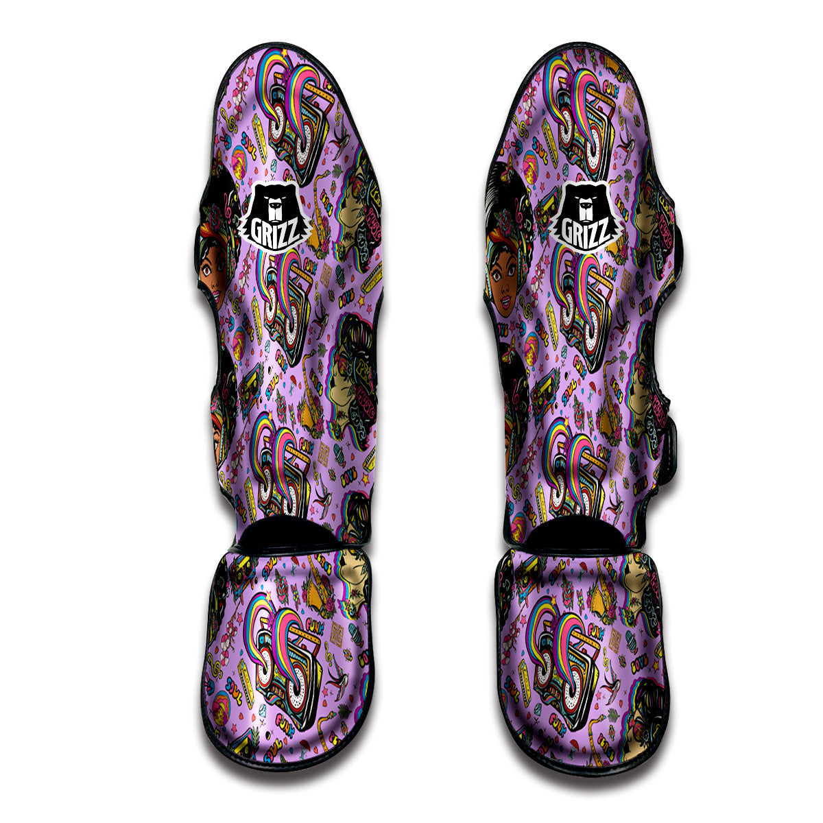 Hippie Retro Funky Women Print Pattern Muay Thai Shin Guards-grizzshop