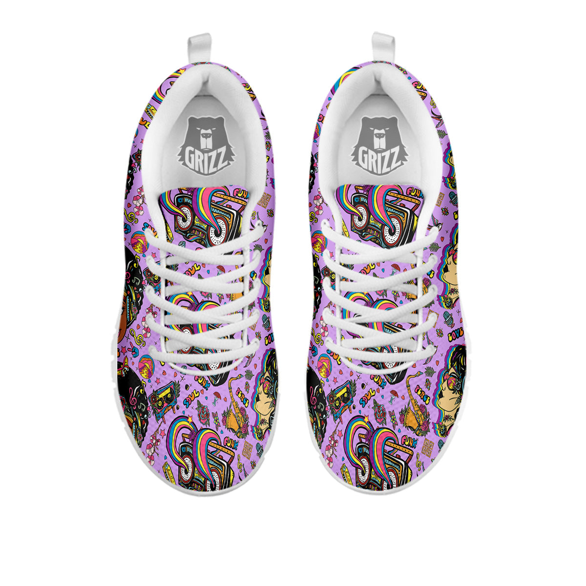 Hippie Retro Funky Women Print Pattern White Sneaker-grizzshop
