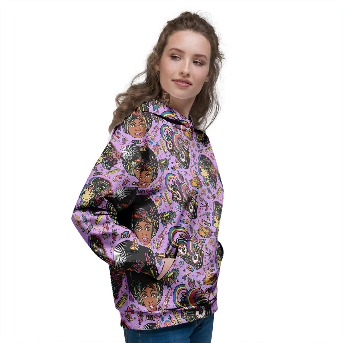 Hippie Retro Funky Women Print Pattern Women's Hoodie-grizzshop