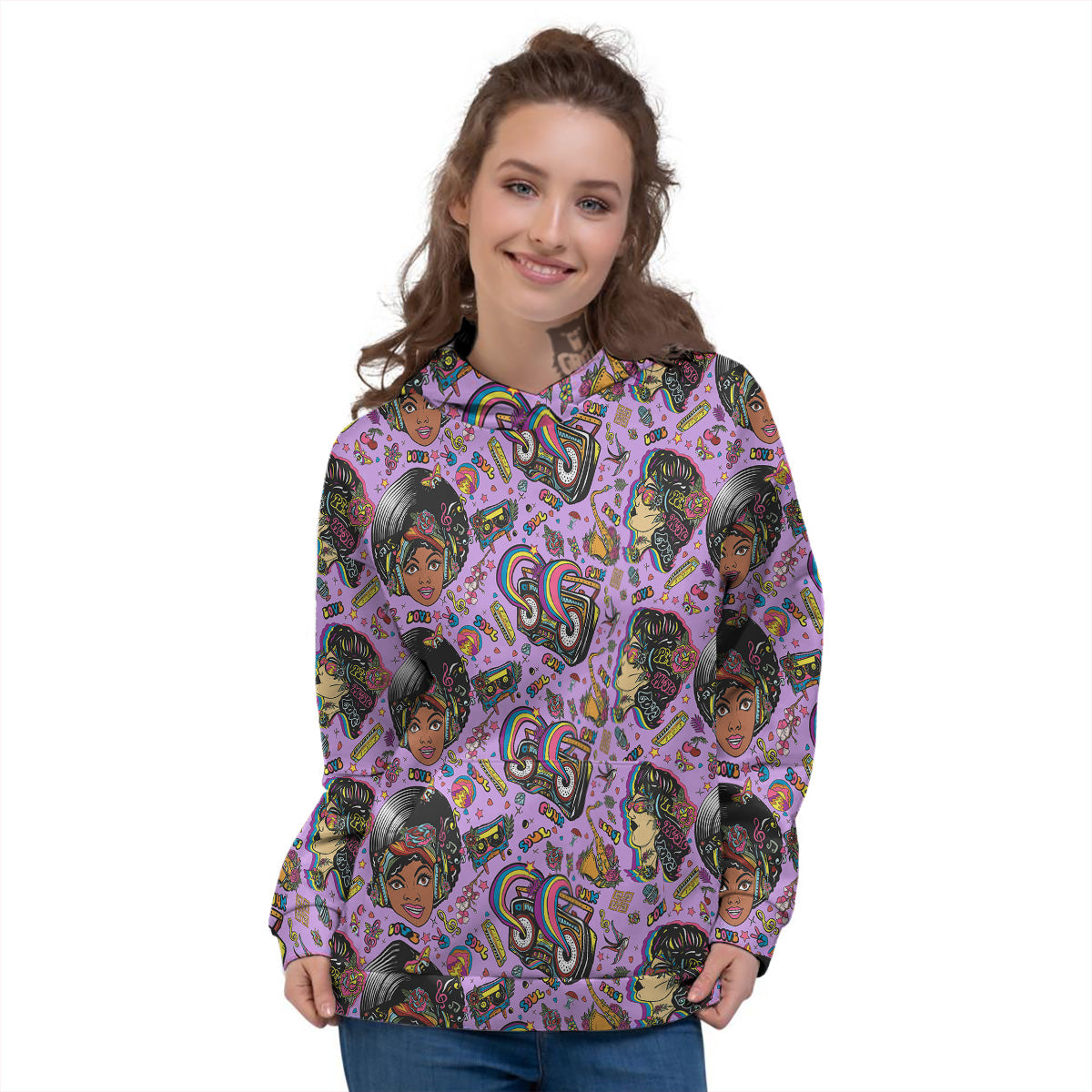 Hippie Retro Funky Women Print Pattern Women's Hoodie-grizzshop