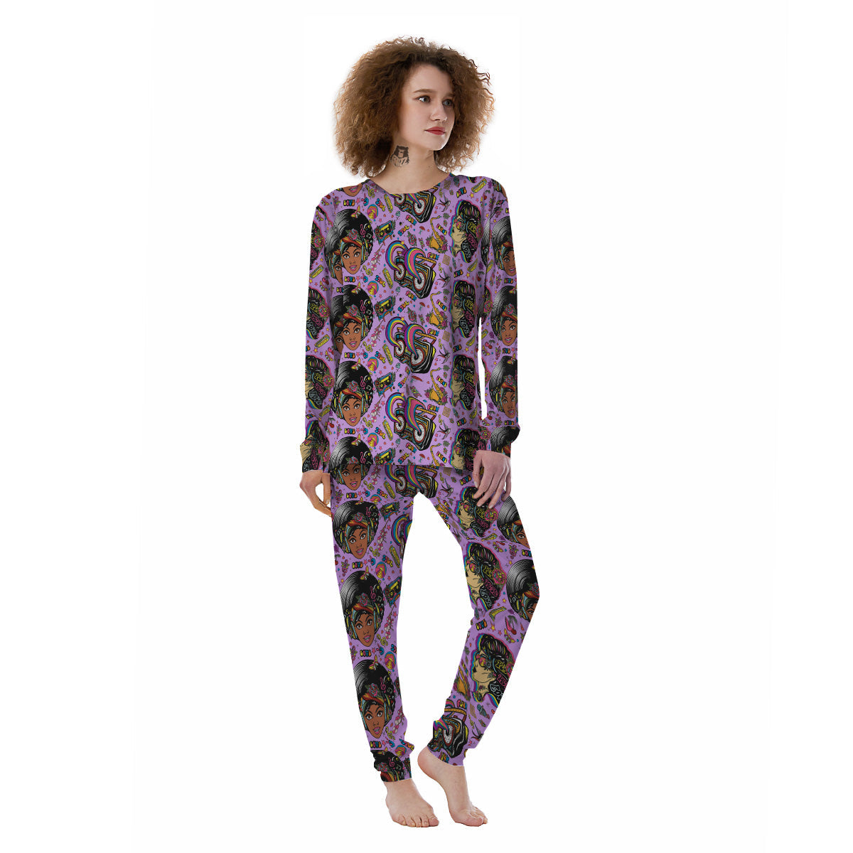 Hippie Retro Funky Women Print Pattern Women's Pajamas-grizzshop