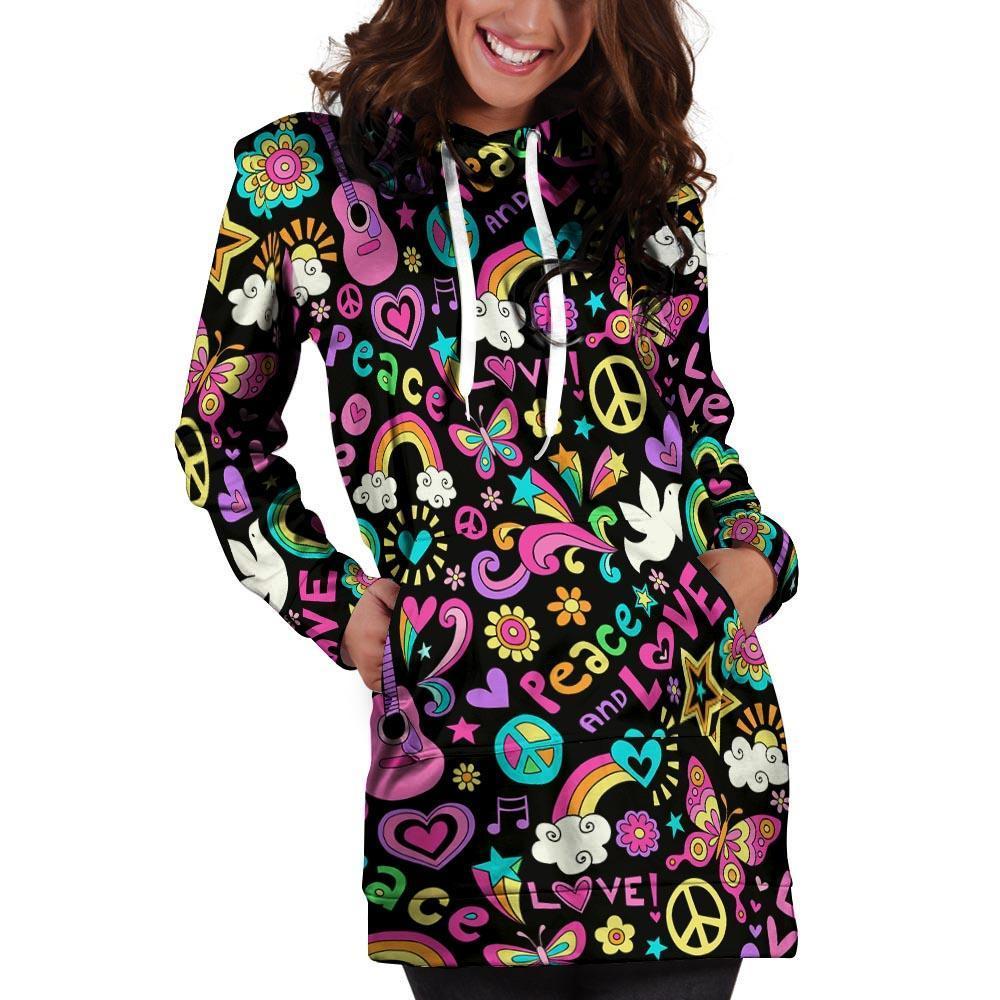 Hippie Retro Hoodie Dress-grizzshop