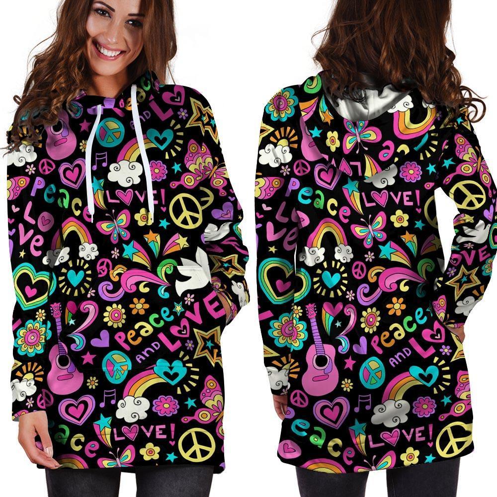 Hippie Retro Hoodie Dress-grizzshop