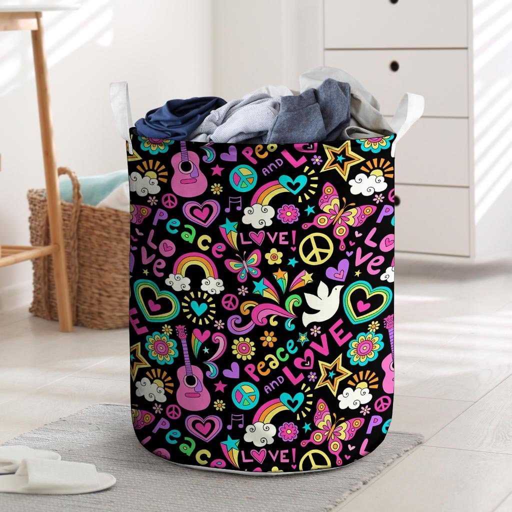 Hippie Retro Laundry Basket-grizzshop