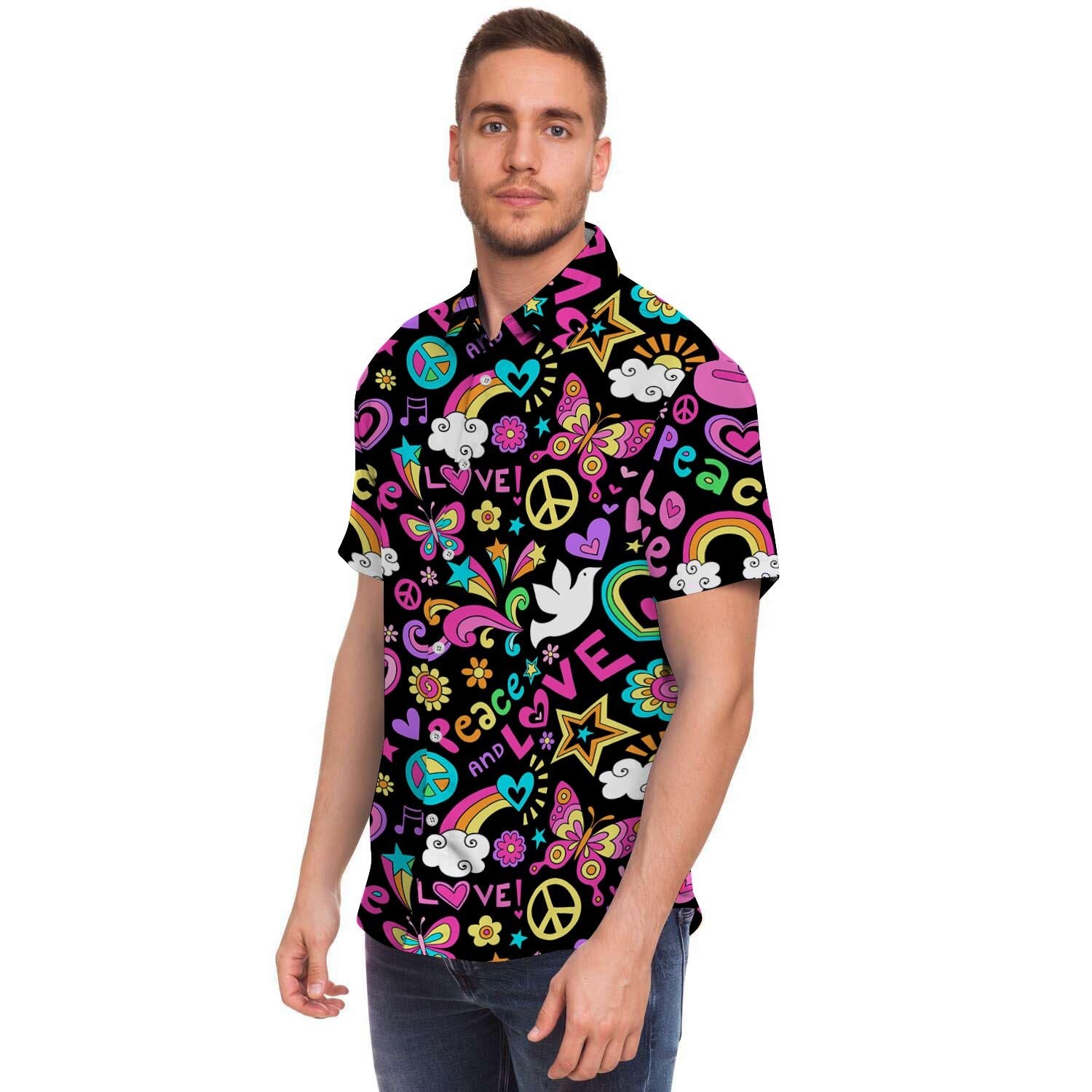 Hippie Retro Men's Short Sleeve Shirt-grizzshop