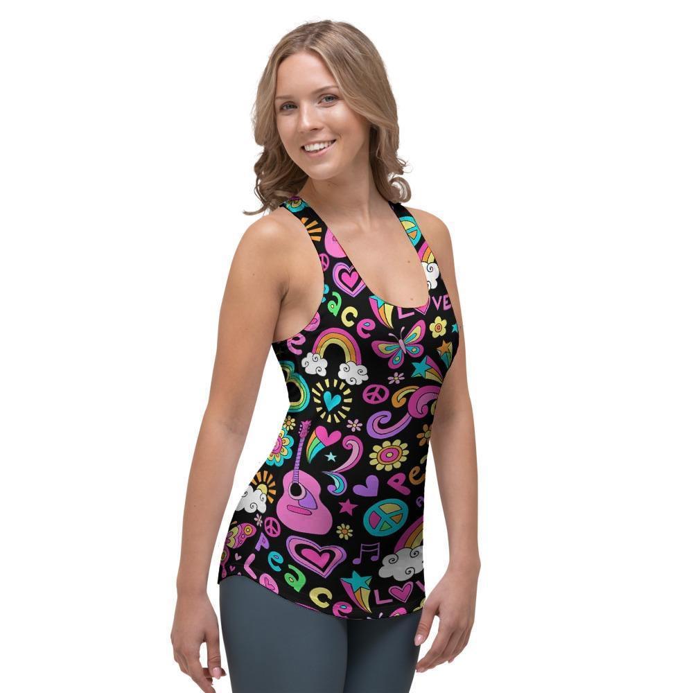 Hippie Retro Women's Racerback Tank Top-grizzshop