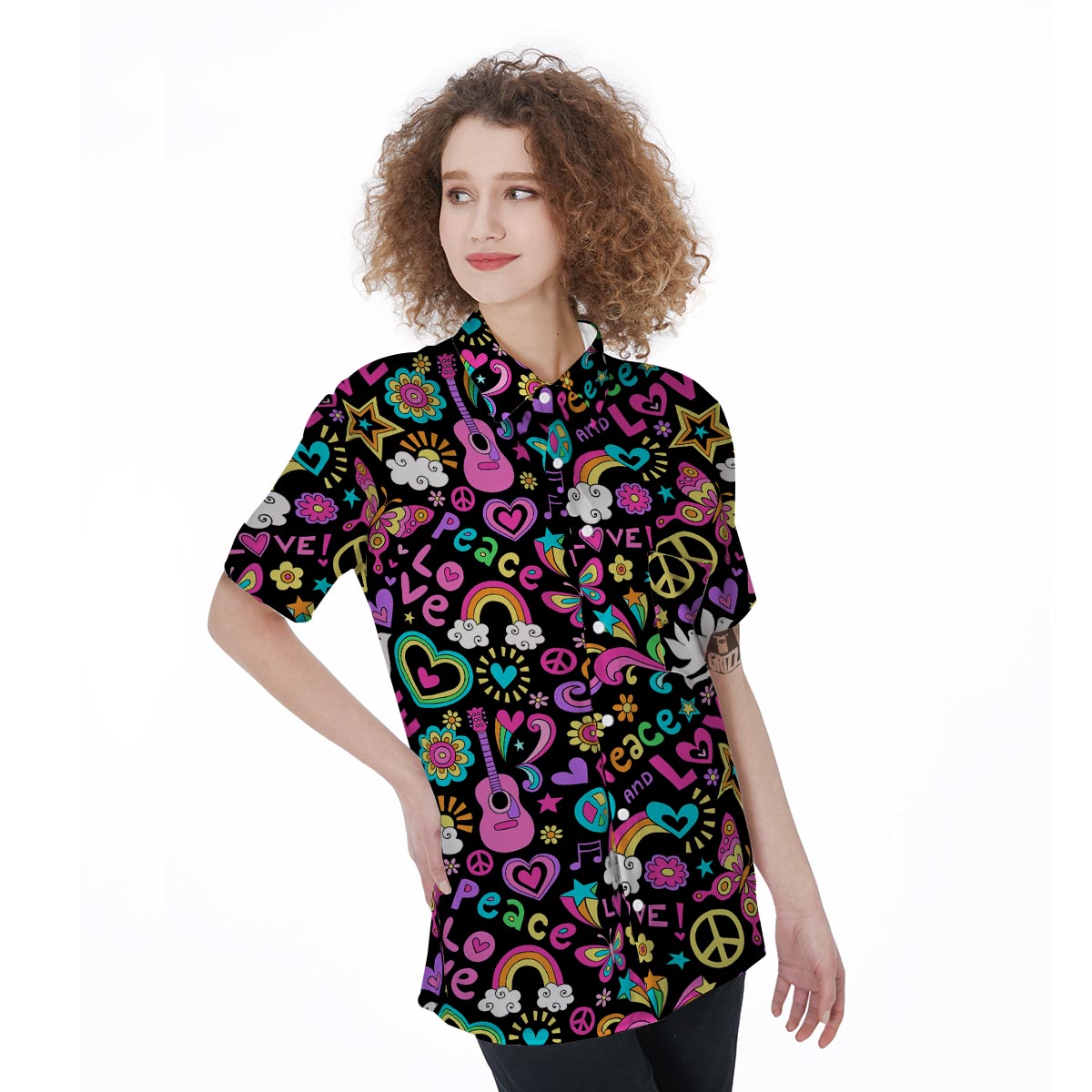 Hippie Retro Women's Short Sleeve Shirts-grizzshop